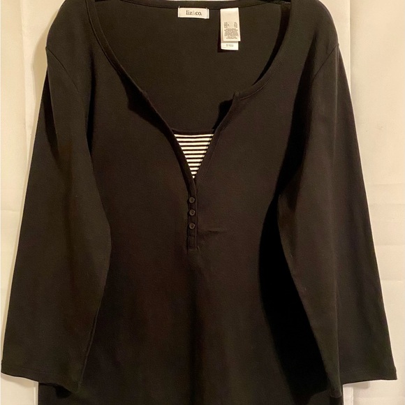 Liz & Co. Women's Black Long Sleeve Top XL - Picture 3 of 11